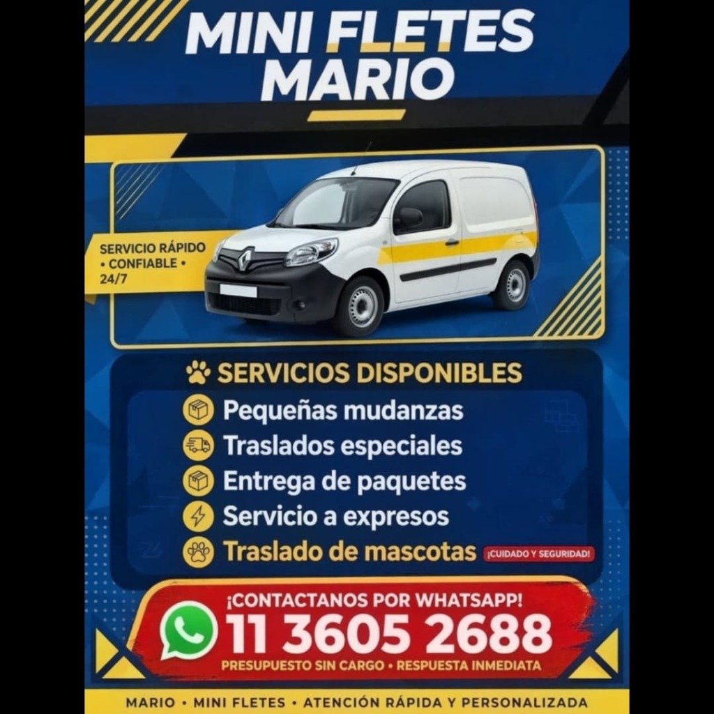 Flyer de Servicios Mini Fletes Mario
